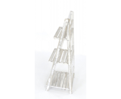 Holz Blumen-Treppe kalk-weiß 3-stufig - 106cm