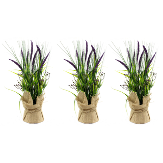 Kunst-Pflanze Lavendel 24cm x 56cm im Jute-Säckchen lila 3 Stück