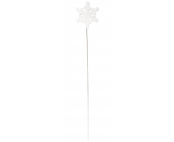 Blumen-Stecker Schneeflocke weiß mit Metallstab 1...