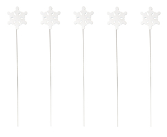 Blumen-Stecker Schneeflocke weiß mit Metallstab 5...