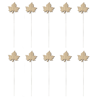 Blumen-Stecker Ahorn-Blatt braun mit Metallstab 10 Stück
