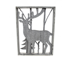 Holz Skulptur Rahmen grau-weiß 30cm x 40cm
