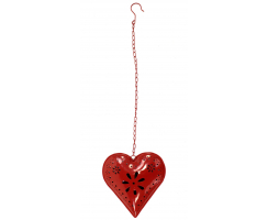 Metall-Herz Teelicht-Halter zum aufhängen L - 18cm x 18cm - 1 Stück rot