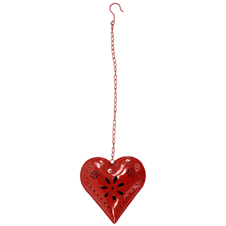 Metall-Herz Teelicht-Halter zum aufhängen XL - 22cm x 23cm - 1 Stück rot