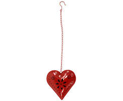 Metall-Herz Teelicht-Halter zum aufhängen XL - 22cm x 23cm - 1 Stück rot
