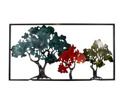 Metall Wand-Bild Bäume im Rahmen 100 x 54cm