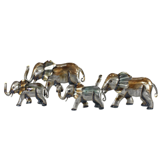 Metall Wand-Bild Elefanten-Familie 97 x 30cm