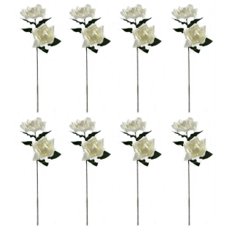 Kunstblume Rose 100cm - weiß 8 Stück