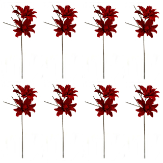 Kunstblume 100cm Magnolie rund in rot 8 Stück