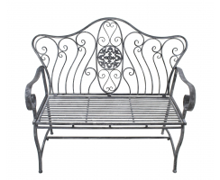 Metall Sitz-Bank 125cm grau-weiß