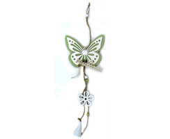 Holz Hänger Schmetterling mit Schleife 45cm grün-weiß 1 Stück
