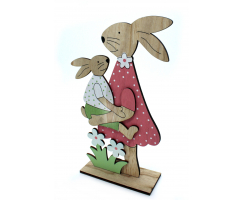 Holz Figur bunt 21cm x 35cm Hasen Mama und Sohn