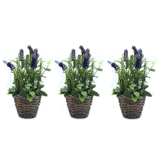 Kunst-Pflanze Lavendel mit Topf 35cm hoch lila 3 Stück