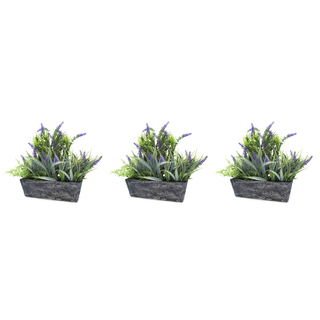 Kunst-Pflanze Lavendel mit länglicher Schale 40 x 34cm 3 Stück