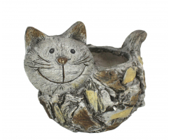 Tier Figur in Stein-Optik Katze mit Pflanz-Topf 32 x 24cm
