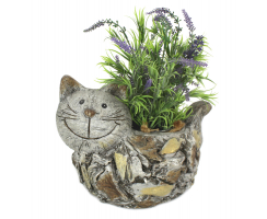 Tier Figur in Stein-Optik Katze mit Pflanz-Topf 32 x 24cm