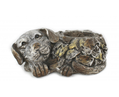 Tier Figur in Stein-Optik Hund mit Blumen-Topf 32 x 20cm
