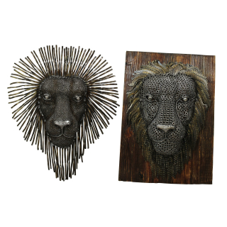 Wanddekoration Löwenkopf aus recyceltem Metall