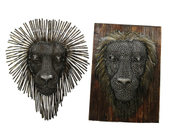 Wanddekoration Löwenkopf aus recyceltem Metall