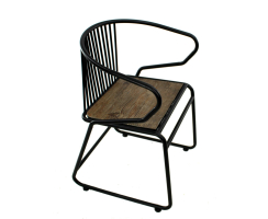 Metall Stuhl mit Platte in Holz Optik 54 x 81cm