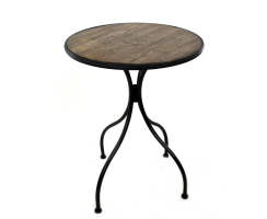 Metall Garten-Möbel Set Tisch und 2 Stühle mit Platten in Holz Optik