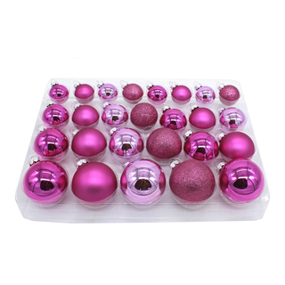 Weihnachts-Kugel Mix Paket 52 Stück pink