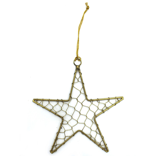 Metall Stern mit Draht zum aufhängen gold 1 Stück - 20 x 21cm