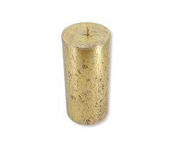 Kerze mit Schimmer - 7 x 15 cm Gold - 1 Stück
