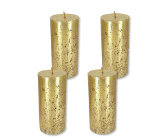 Kerze mit Schimmer - 7 x 15 cm Gold - 4 Stück