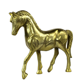 Skulptur aus Metall goldenes Pferd 30cm