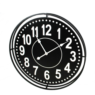 Wand-Uhr Schwarz Ø 66 cm