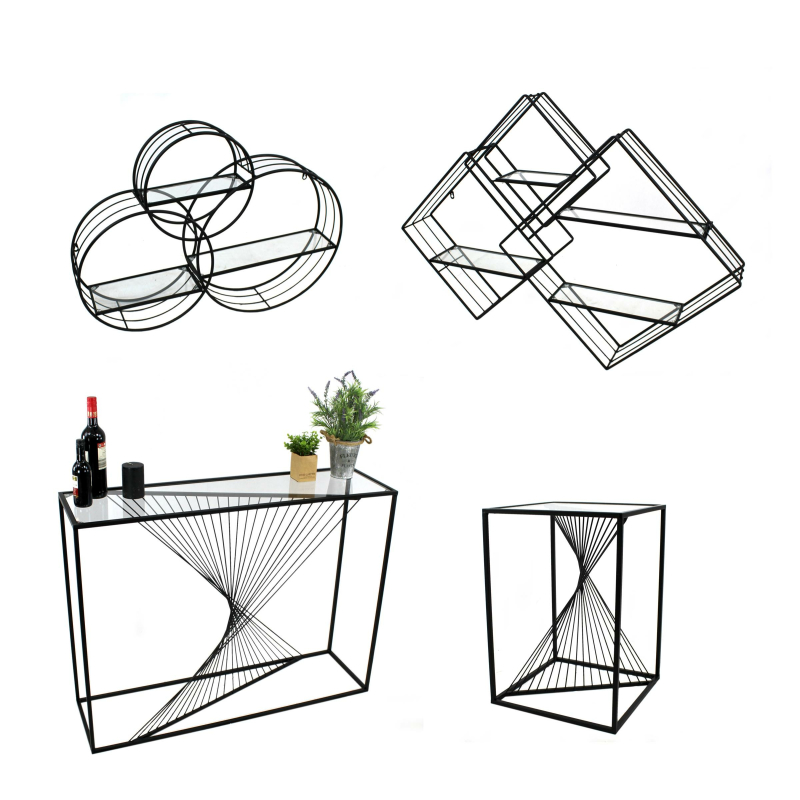 DARO DEKO Metall 3D Design Möbel schwarz Sideboard 107 x 80cm