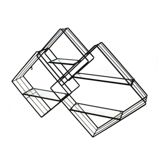 Metall 3D Design Möbel schwarz Wandregal eckig 106 x 73cm