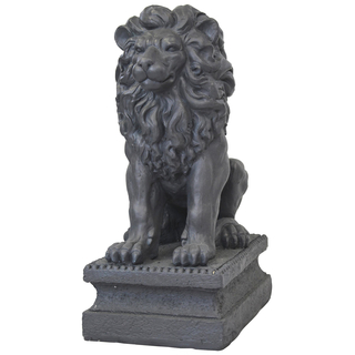 Garten-Figur XXL Löwe auf Podest 72cm dunkel-grau
