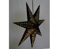 Stern beleuchtet zum aufhängen mit E14 Fassung schwarz mit Samtbezug 60cm