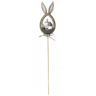 Holz Hase im Ei mit Hasen-Ohren - Stecker 6 x 26cm 1 Stück