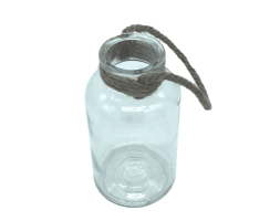 Echtglas-Laterne mit Seil-Griff 20cm