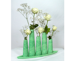 Design Blumenvase 5er Vase aus Keramik 45 x 29cm grün