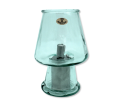 Design Öllampe aus Glas und Metall 13 x 20cm