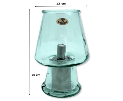 Design Öllampe aus Glas und Metall 13 x 20cm