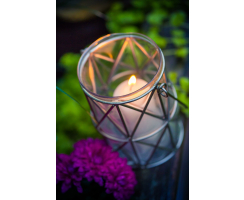 Glas Windlicht mit Metall-Rahmen und Henkel Ø 10 x 16cm