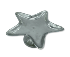 Metall Servierplatte Stern mit Standfuß silber