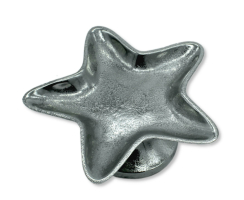 Metall Servierplatte Stern mit Standfuß silber 21 x 9cm