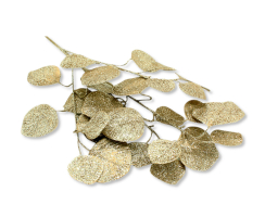 Kunstpflanze Eukalyptus 70 cm Zweig Strauch glitzer 2 Stück gold
