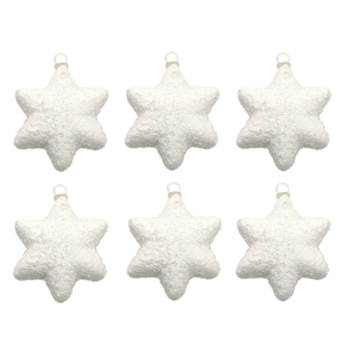 Sterne mit Schnee Ø8cm - 6 Stück - Weihnachtssterne