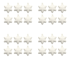 Sterne mit Schnee Ø8cm zum aufhängen - 24 Stück - Weihnachtssterne