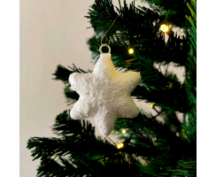 Sterne mit Schnee Ø8cm zum aufhängen - 24 Stück - Weihnachtssterne