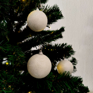 Weihnachtskugel mit Glitzer Ø6cm 6 Stück weiß Christbaumkugel Christbaumschmuck