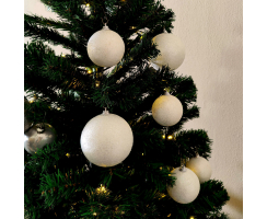 Weihnachtskugel mit Glitzer Ø6cm 6 Stück weiß Christbaumkugel Christbaumschmuck