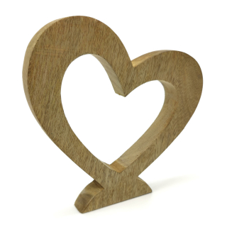 Holz Herz stehend 20cm natur braun